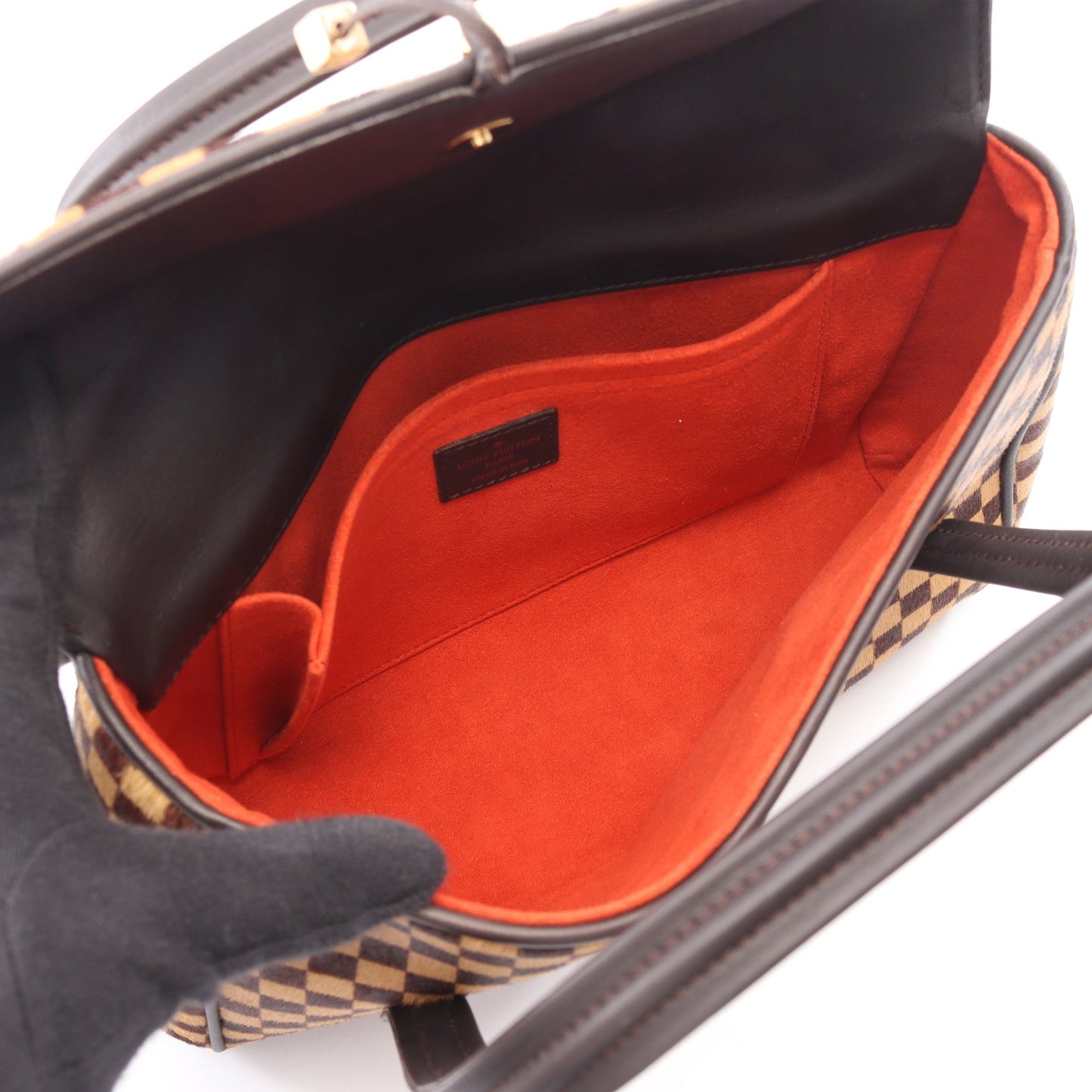 ライオン ダミエソバージュ ハンドバッグ ハラコ レザー ブラウン ルイヴィトン バッグ LOUIS VUITTON