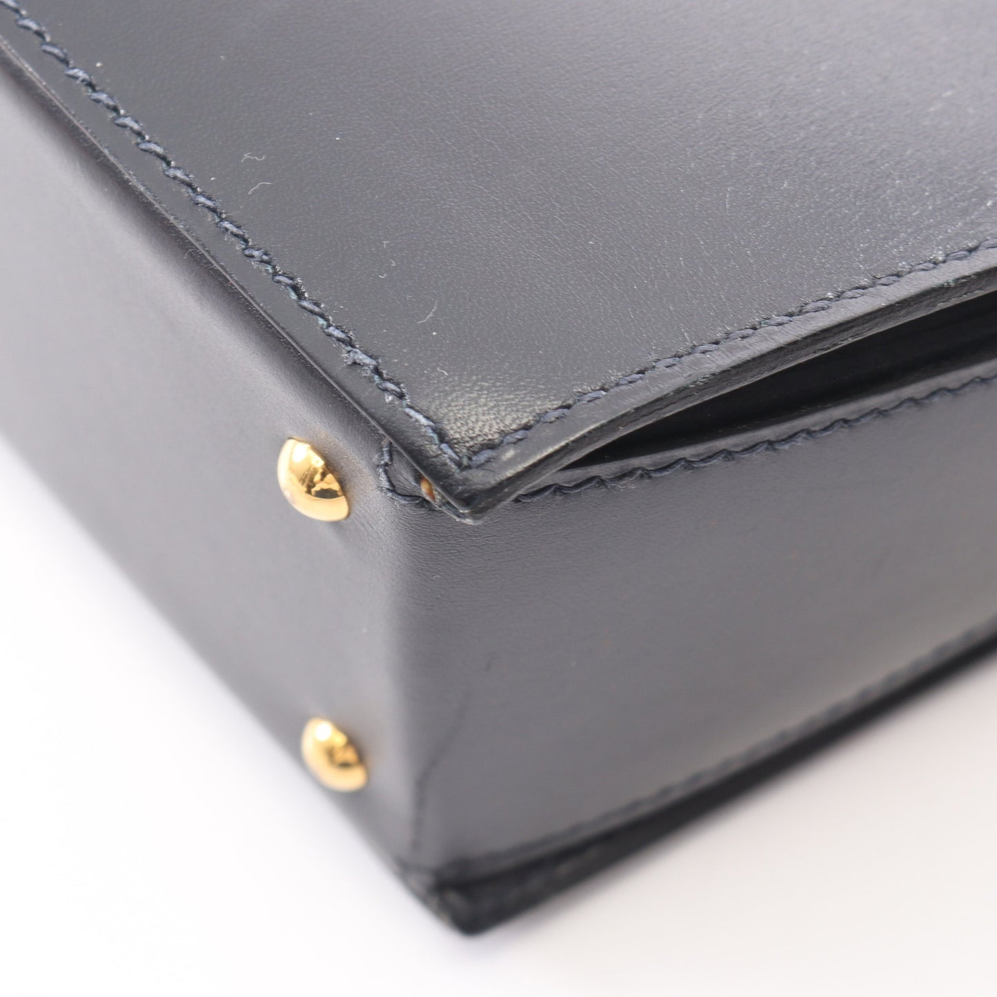 コカーズ ブルーインディゴ ハンドバッグ ボックスカーフ ネイビー ゴールド金具 ○X刻印 エルメス バッグ HERMES