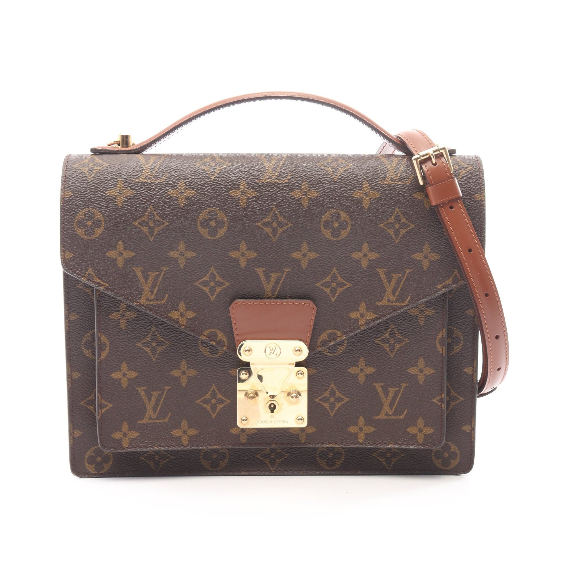 モンソー モノグラム 2WAY ハンドバッグ PVC レザー ブラウン ルイヴィトン バッグ LOUIS VUITTON