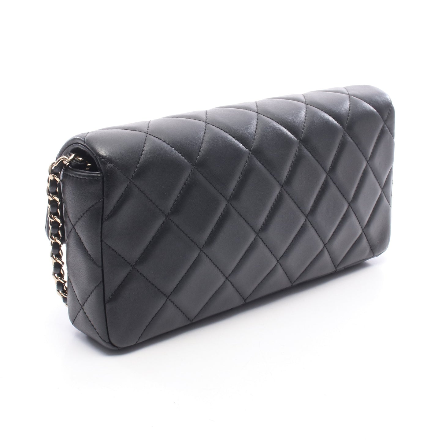 マトラッセ クラッチ チェーンショルダーバッグ ラムスキン ブラック ゴールド金具 シャネル バッグ CHANEL