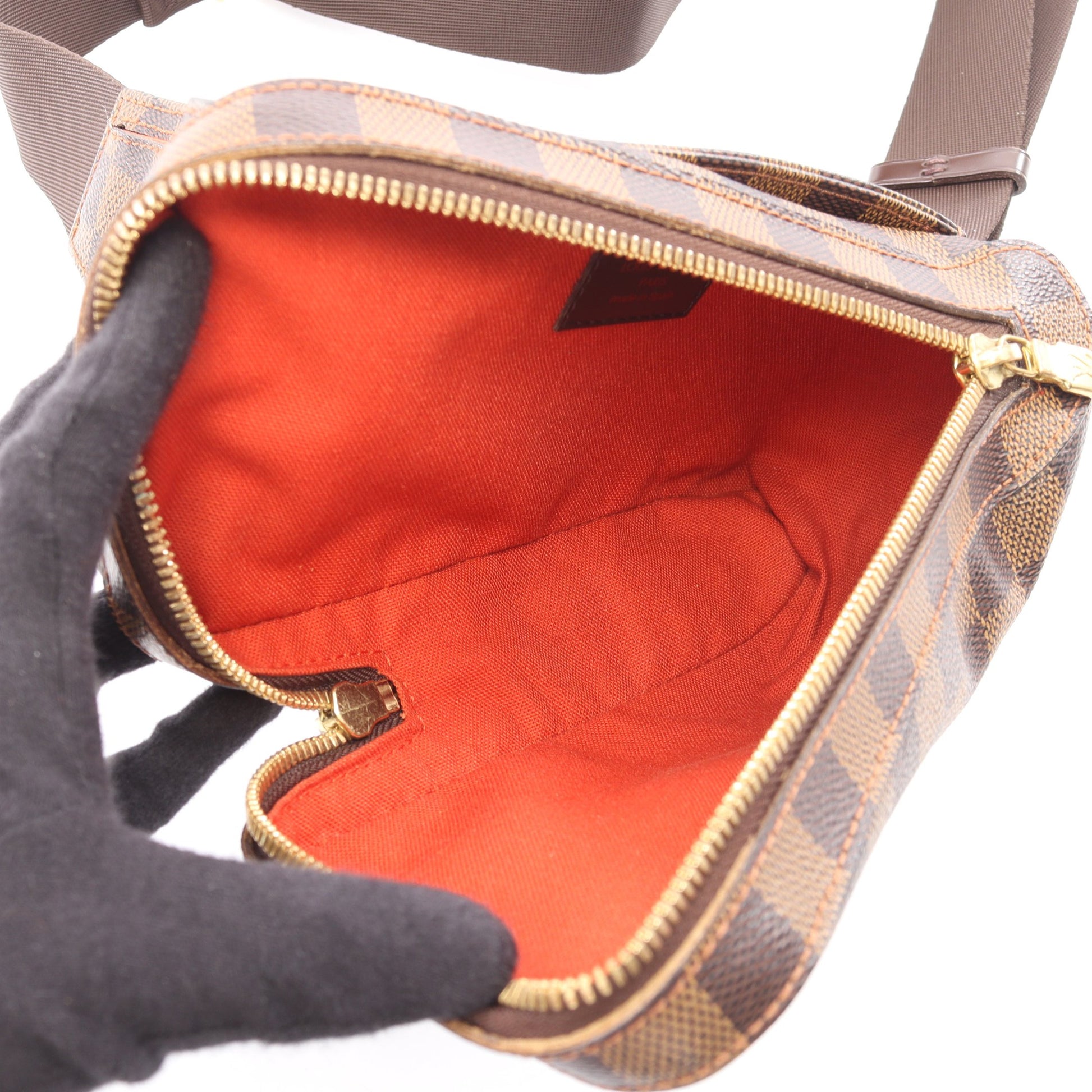 ジェロニモス ダミエエベヌ ボディバッグ PVC ブラウン ルイヴィトン バッグ LOUIS VUITTON
