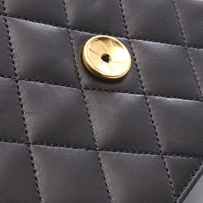 マトラッセ シングルフラップ チェーンショルダーバッグ ラムスキン ブラック ゴールド金具 シャネル バッグ CHANEL
