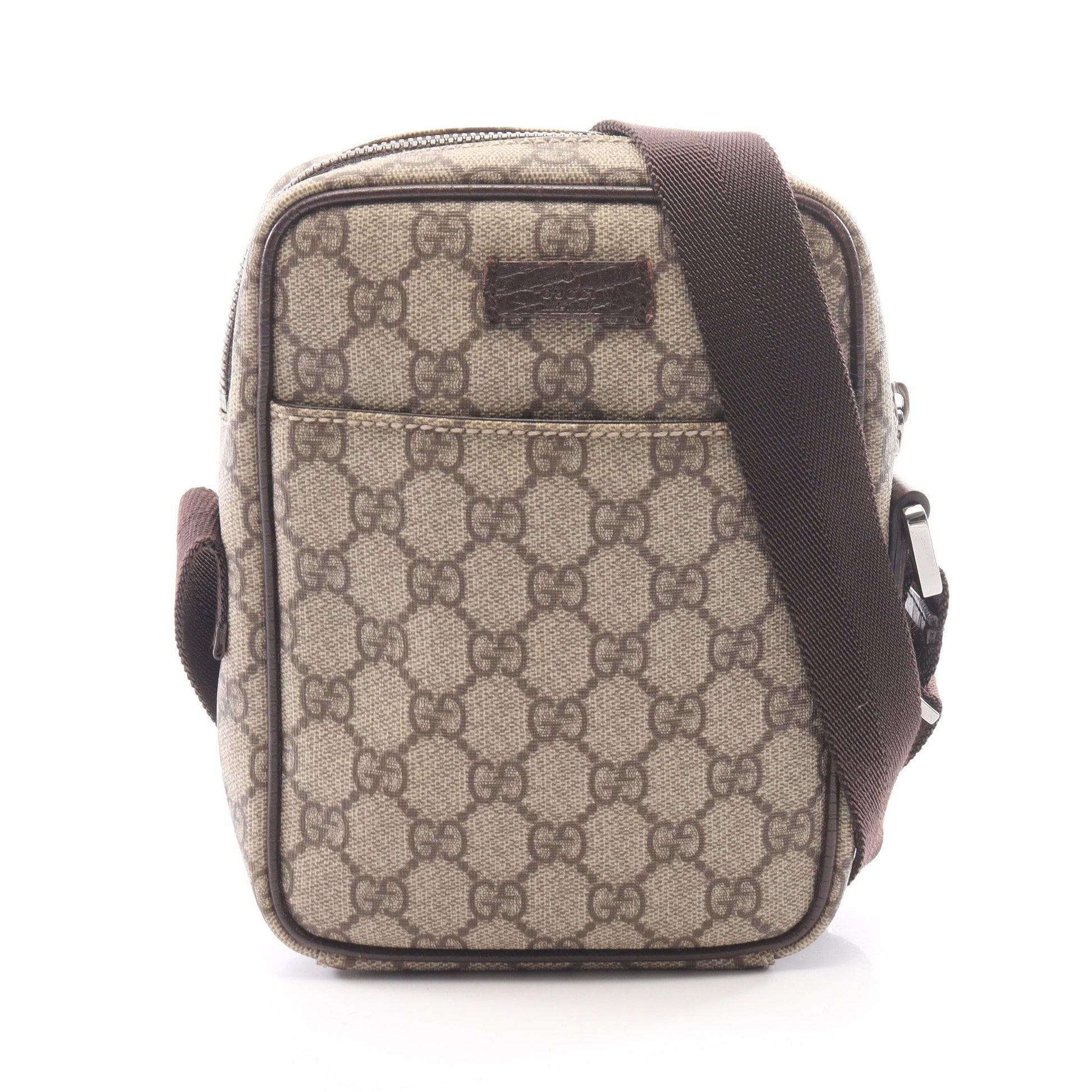 GGプラス ショルダーバッグ PVC レザー ベージュ ダークブラウン グッチ バッグ GUCCI