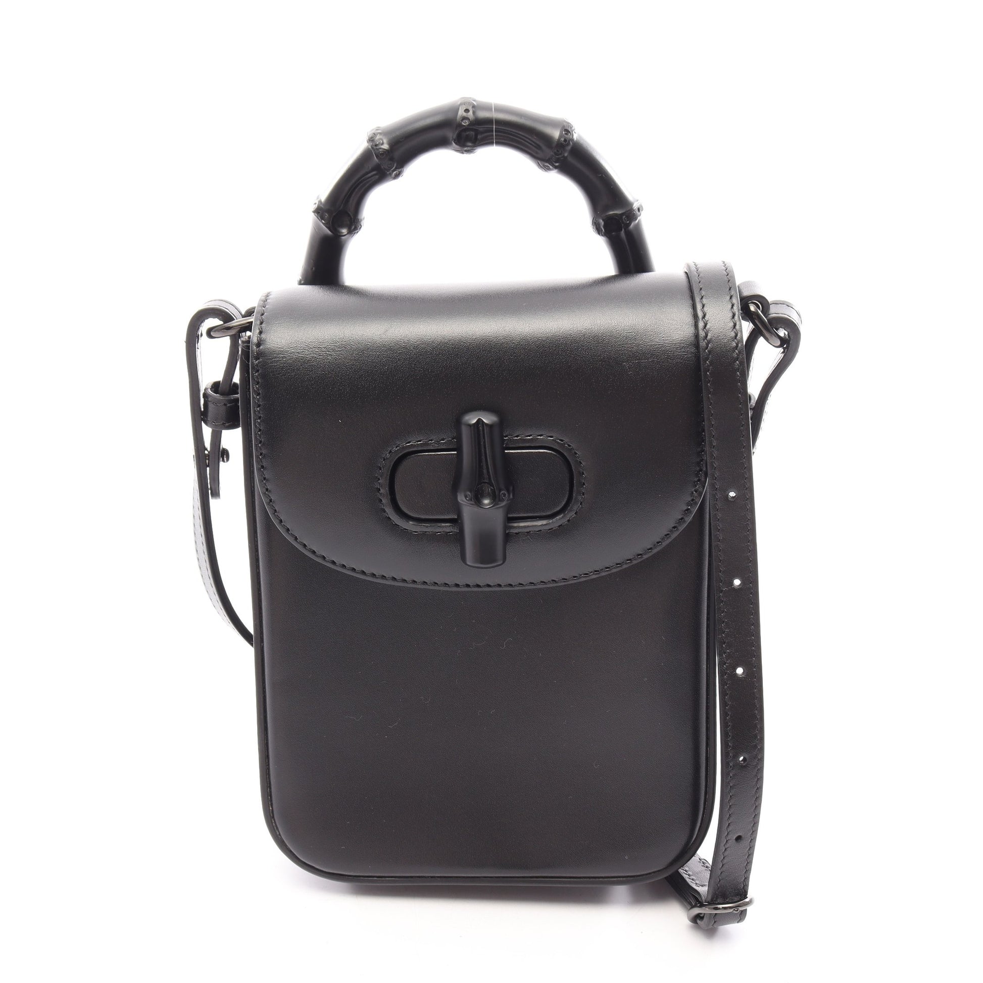 バンブー 2WAY ハンドバッグ レザー ブラック グッチ バッグ GUCCI