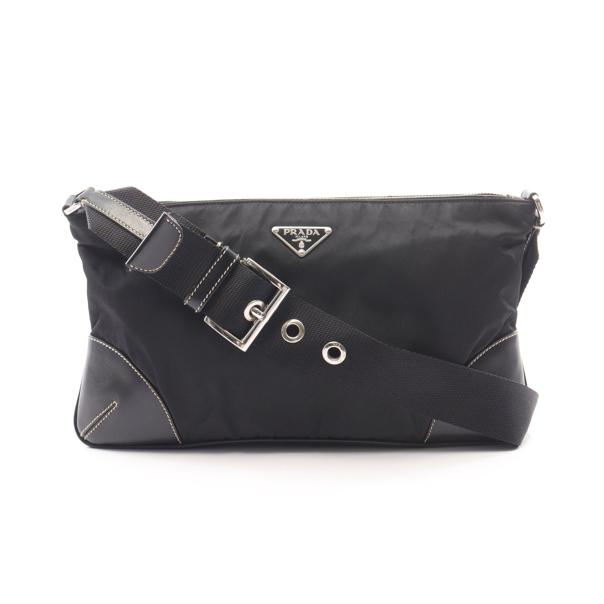 TESSUTO LIGHT ショルダーバッグ ナイロン レザー ブラック プラダ バッグ PRADA