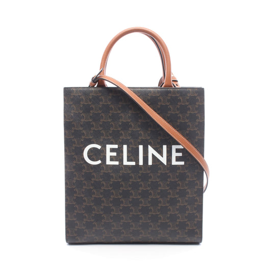 スモール バーティカル カバ トリオンフ 2WAY ハンドバッグ トートバッグ PVC レザー ブラウン ブラック セリーヌ バッグ CELINE