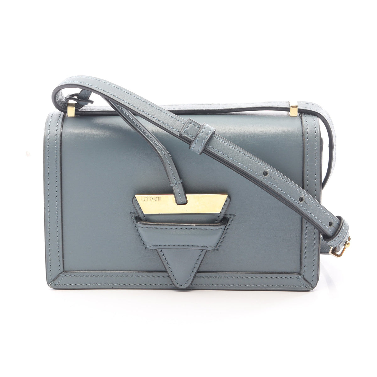 バルセロナ ショルダーバッグ レザー ブルーグレー ロエベ バッグ LOEWE