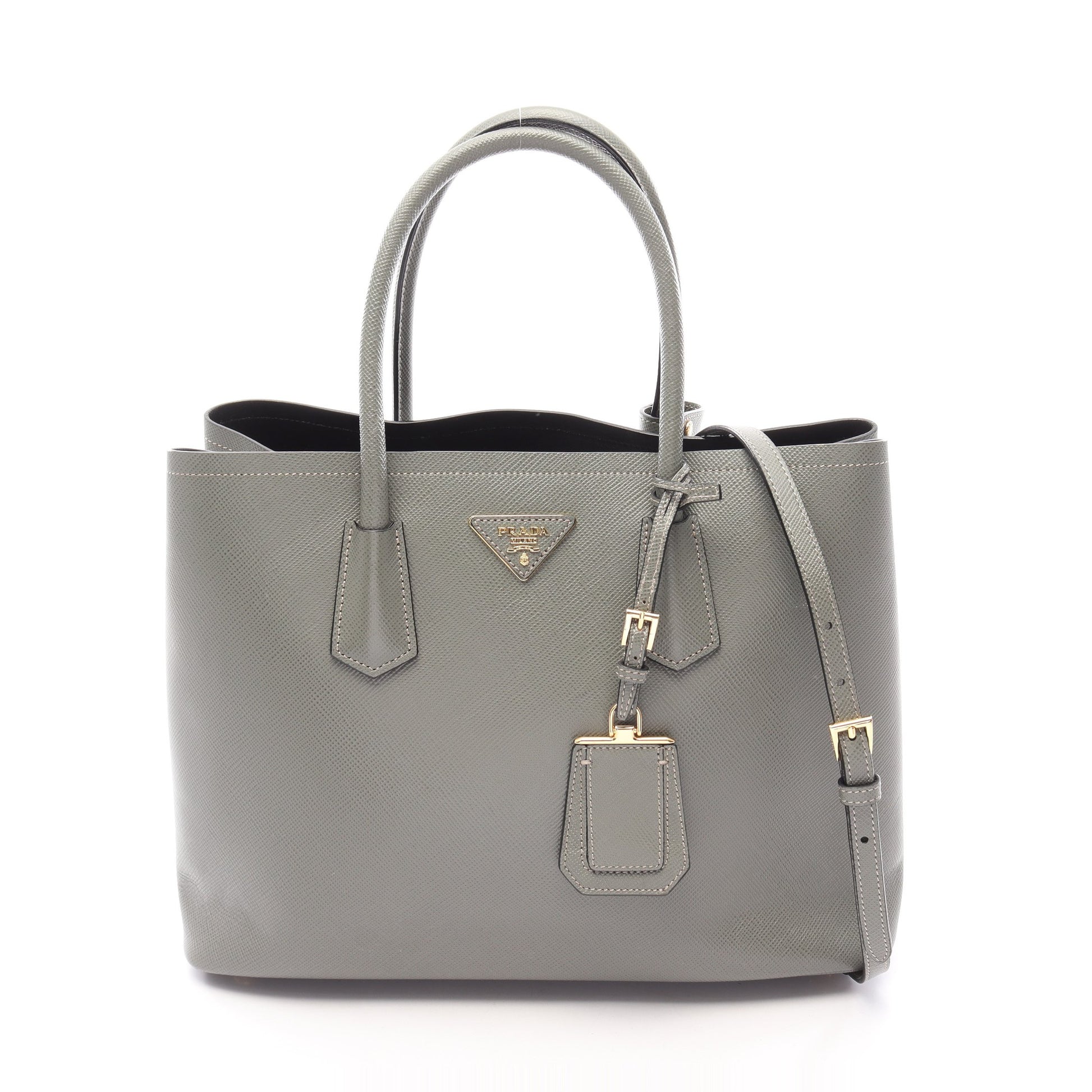 2WAY ハンドバッグ サフィアーノレザー グレーグリーン プラダ バッグ PRADA
