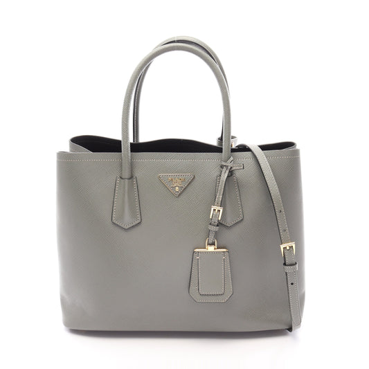 2WAY ハンドバッグ サフィアーノレザー グレーグリーン プラダ バッグ PRADA