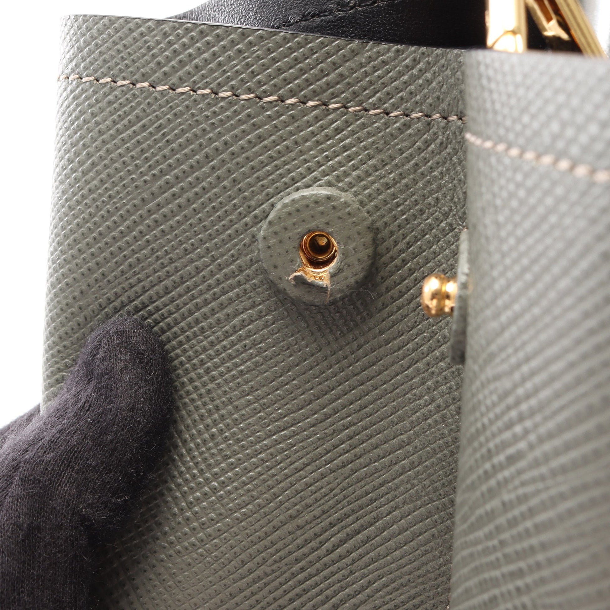 2WAY ハンドバッグ サフィアーノレザー グレーグリーン プラダ バッグ PRADA