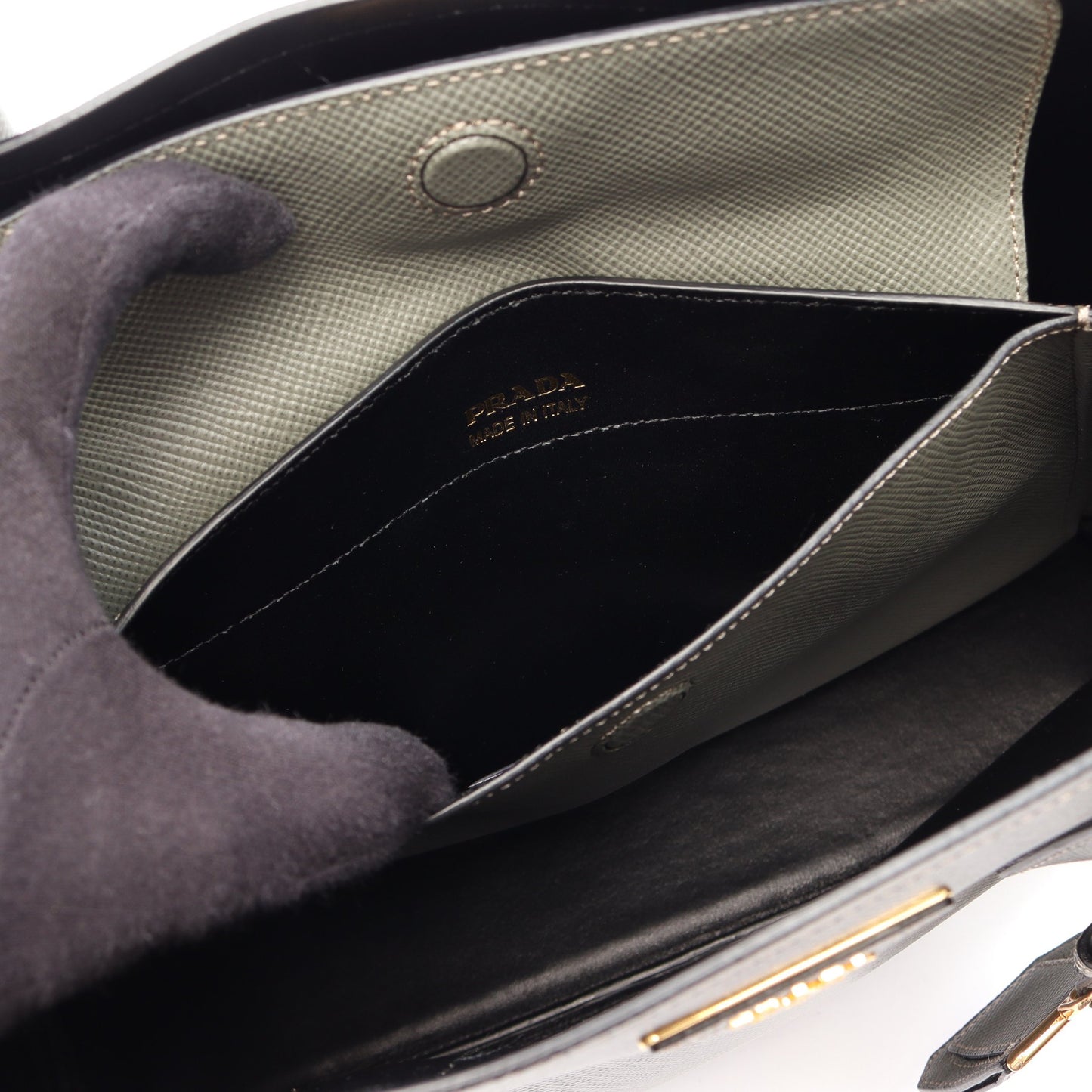 2WAY ハンドバッグ サフィアーノレザー グレーグリーン プラダ バッグ PRADA