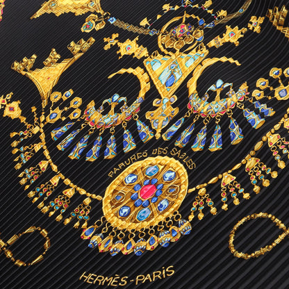 カレプリセ PARURES DES SABLES スカーフ シルク ブラック イエロー マルチカラー エルメス 財布・小物 HERMES