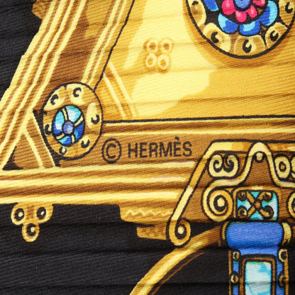 カレプリセ PARURES DES SABLES スカーフ シルク ブラック イエロー マルチカラー エルメス 財布・小物 HERMES