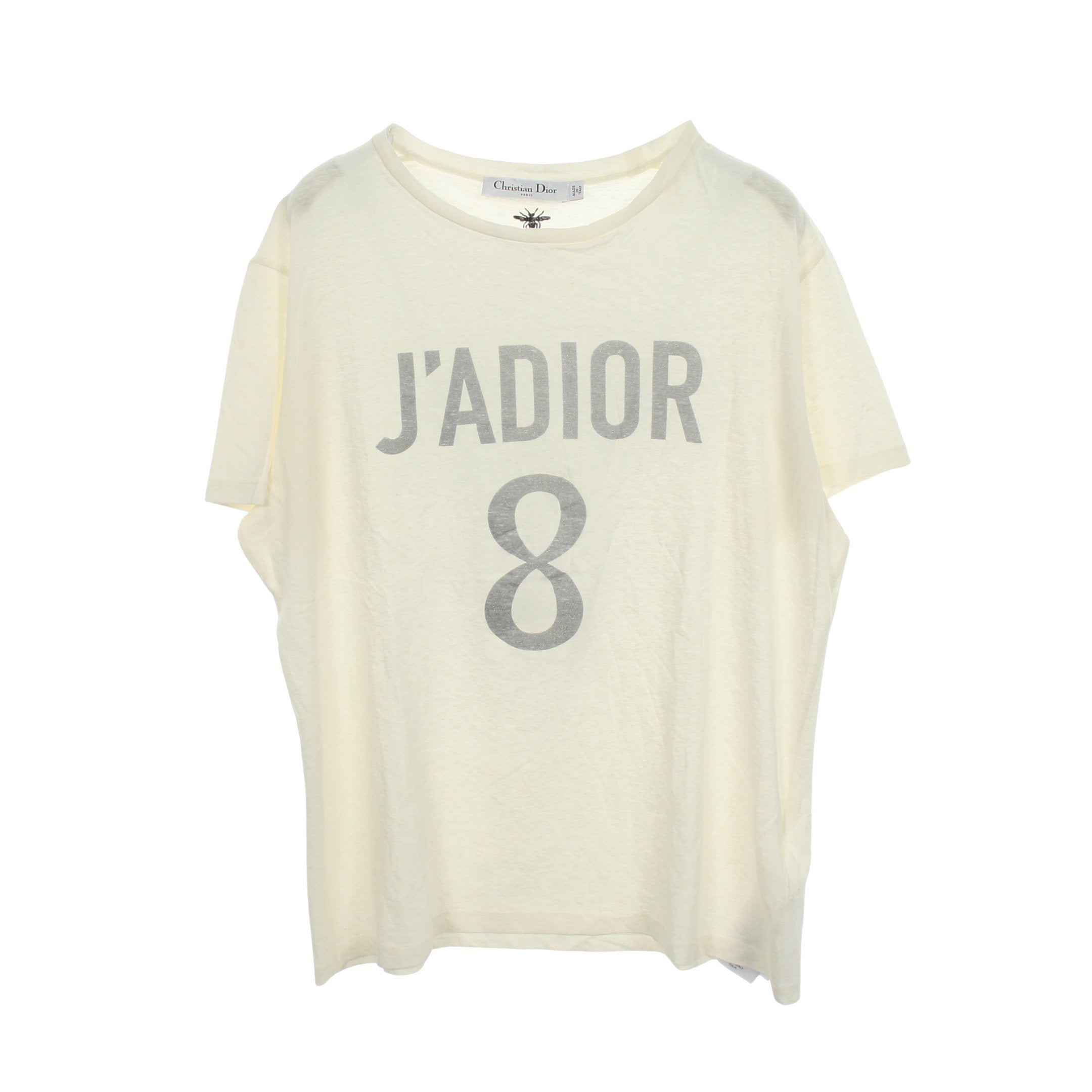 J'ADIOR 8 半袖Tシャツ コットン リネン ホワイト クリスチャン