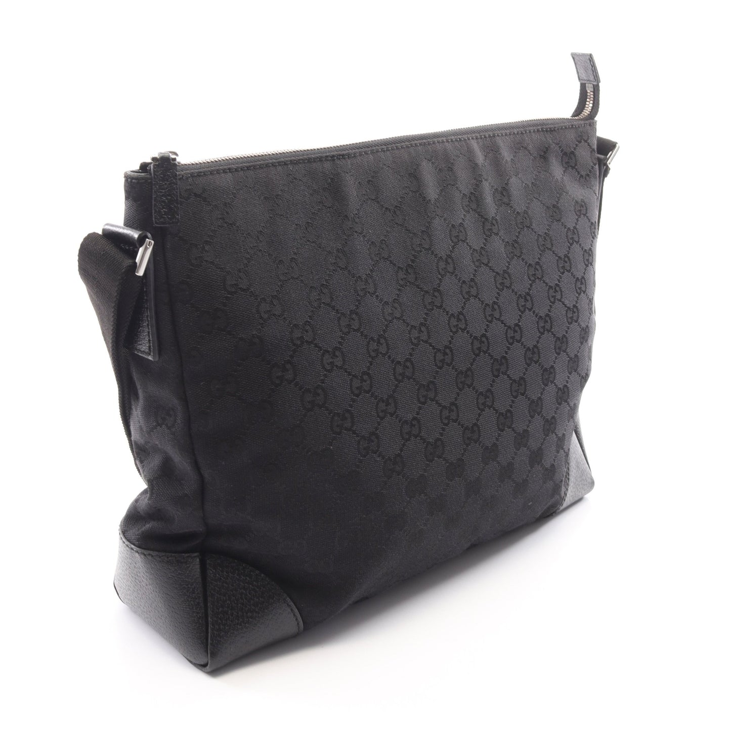 GGキャンバス ショルダーバッグ キャンバス レザー ブラック グッチ バッグ GUCCI