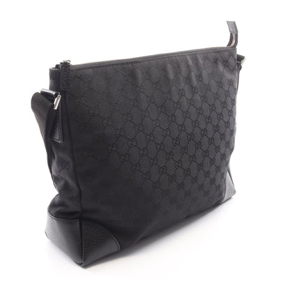 GGキャンバス ショルダーバッグ キャンバス レザー ブラック グッチ バッグ GUCCI