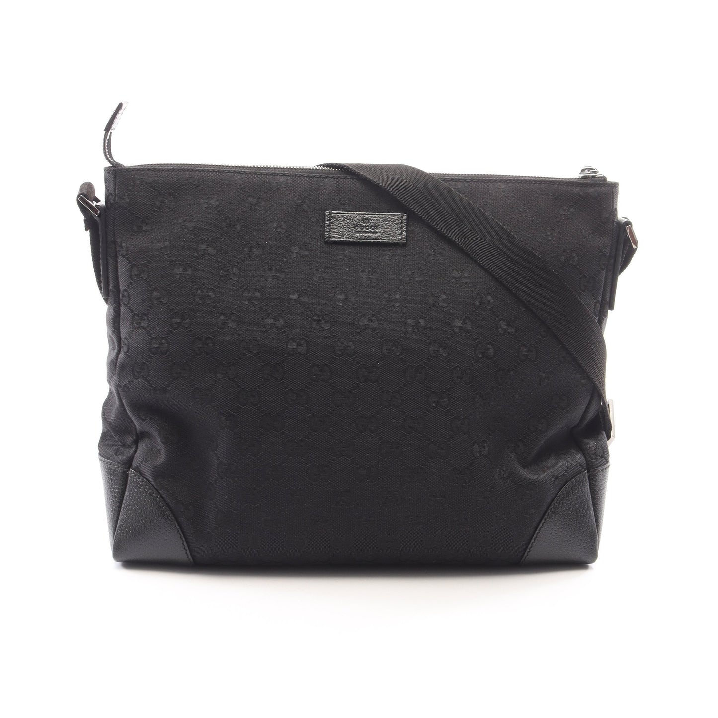 GGキャンバス ショルダーバッグ キャンバス レザー ブラック グッチ バッグ GUCCI