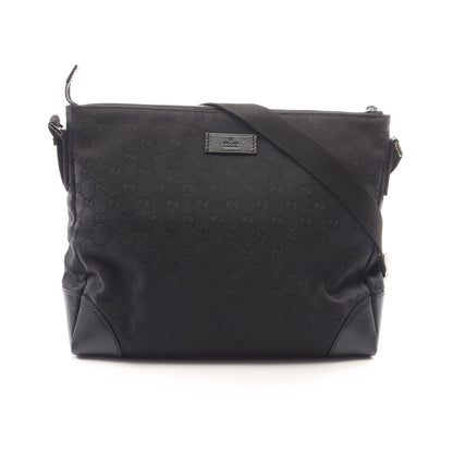 GGキャンバス ショルダーバッグ キャンバス レザー ブラック グッチ バッグ GUCCI