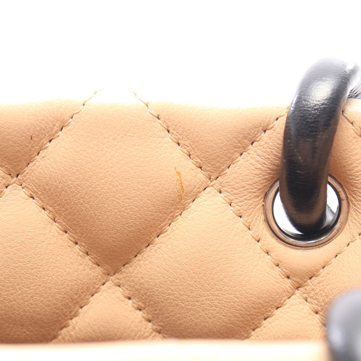 カンボンライン スモール ハンドバッグ トートバッグ レザー ベージュ ブラック シルバー金具 シャネル バッグ CHANEL