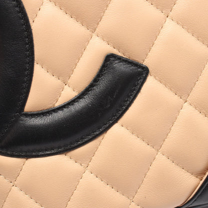 カンボンライン スモール ハンドバッグ トートバッグ レザー ベージュ ブラック シルバー金具 シャネル バッグ CHANEL