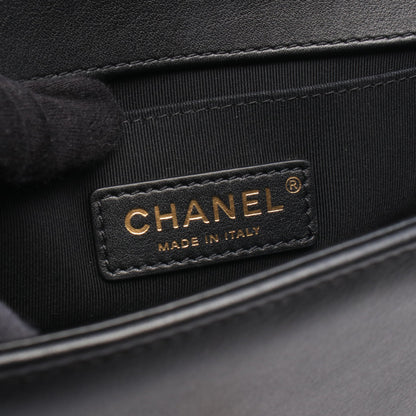 ボーイシャネル チェーンショルダーバッグ レザー ブラック ゴールド金具 シャネル