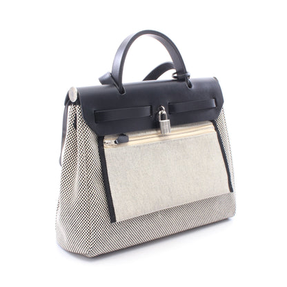 エールバッグジップPM エクリュ 2WAY ハンドバッグ トワルGM ヴァッシュハンター ベージュ ブラック シルバー金具 B刻印 エルメス