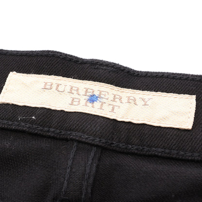 スリムフィット ストレート チノパンツ コットン ブラック バーバリーブリット ボトムス BURBERRY BRIT