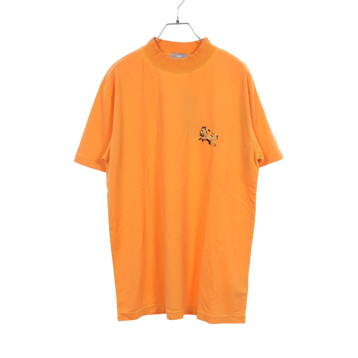 Christian Dior × PETER DOIG ライオン刺繍 ウォッシュド加工 半袖Tシャツ コットン オレンジ クリスチャンディオール