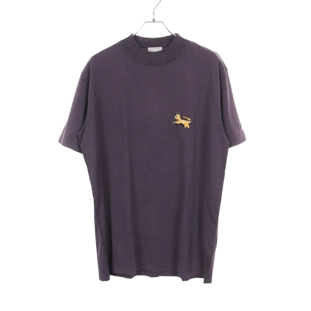 Christian Dior × PETER DOIG ライオン刺繍 ウォッシュド加工 半袖Tシャツ コットン ダークパープル クリスチャンディオール