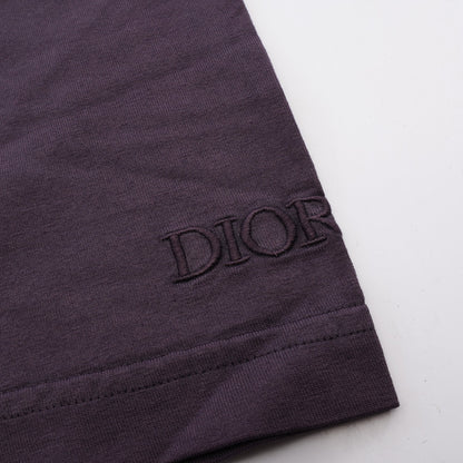 Christian Dior × PETER DOIG ライオン刺繍 ウォッシュド加工 半袖Tシャツ コットン ダークパープル クリスチャンディオール