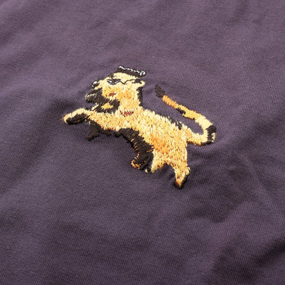 Christian Dior × PETER DOIG ライオン刺繍 ウォッシュド加工 半袖Tシャツ コットン ダークパープル クリスチャンディオール