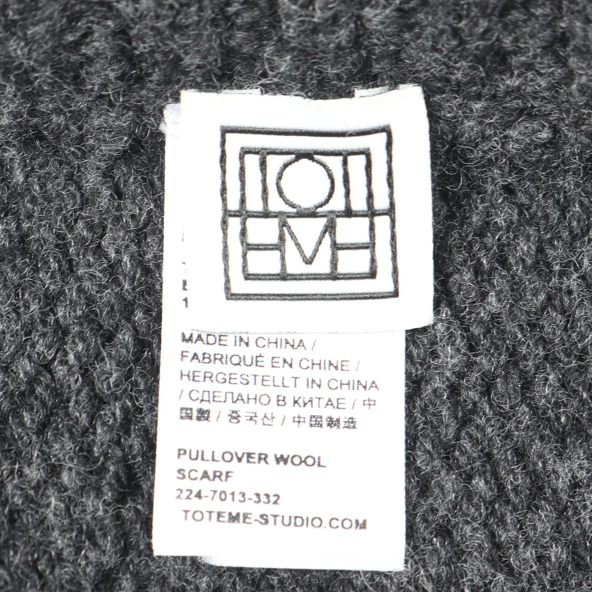 PULLOVER WOOL SCARF ニット ウール ダークグレー トーテム