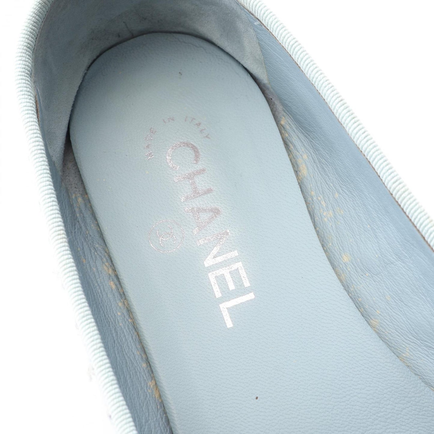 BALLERINA バレリーナ バレエシューズ ツイード ライトブルー ブラック シャネル シューズ CHANEL