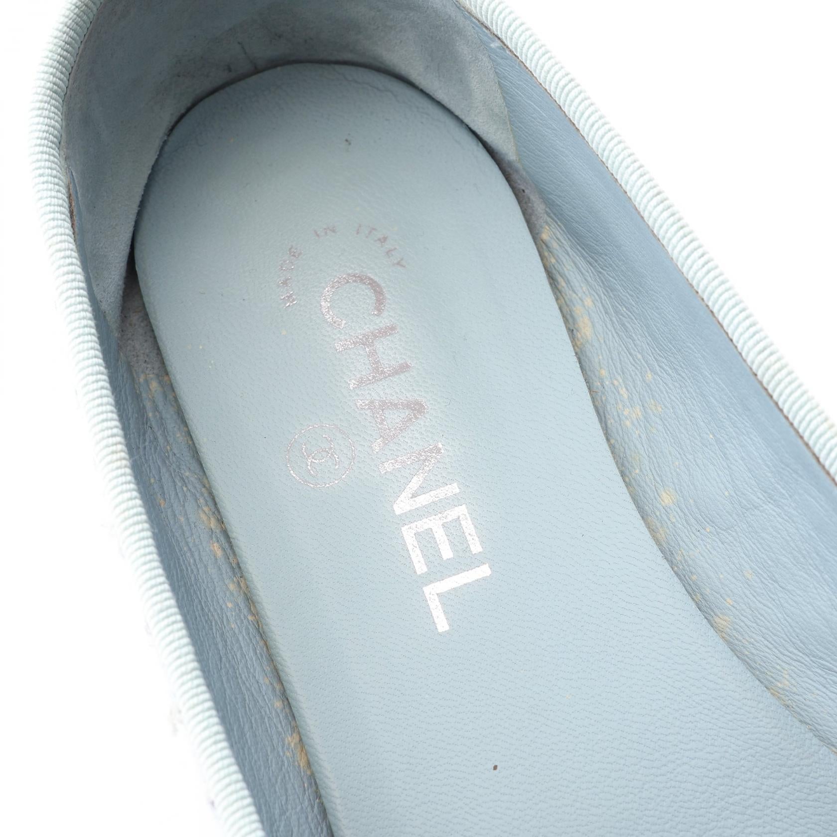 BALLERINA バレリーナ バレエシューズ ツイード ライトブルー ブラック シャネル シューズ CHANEL