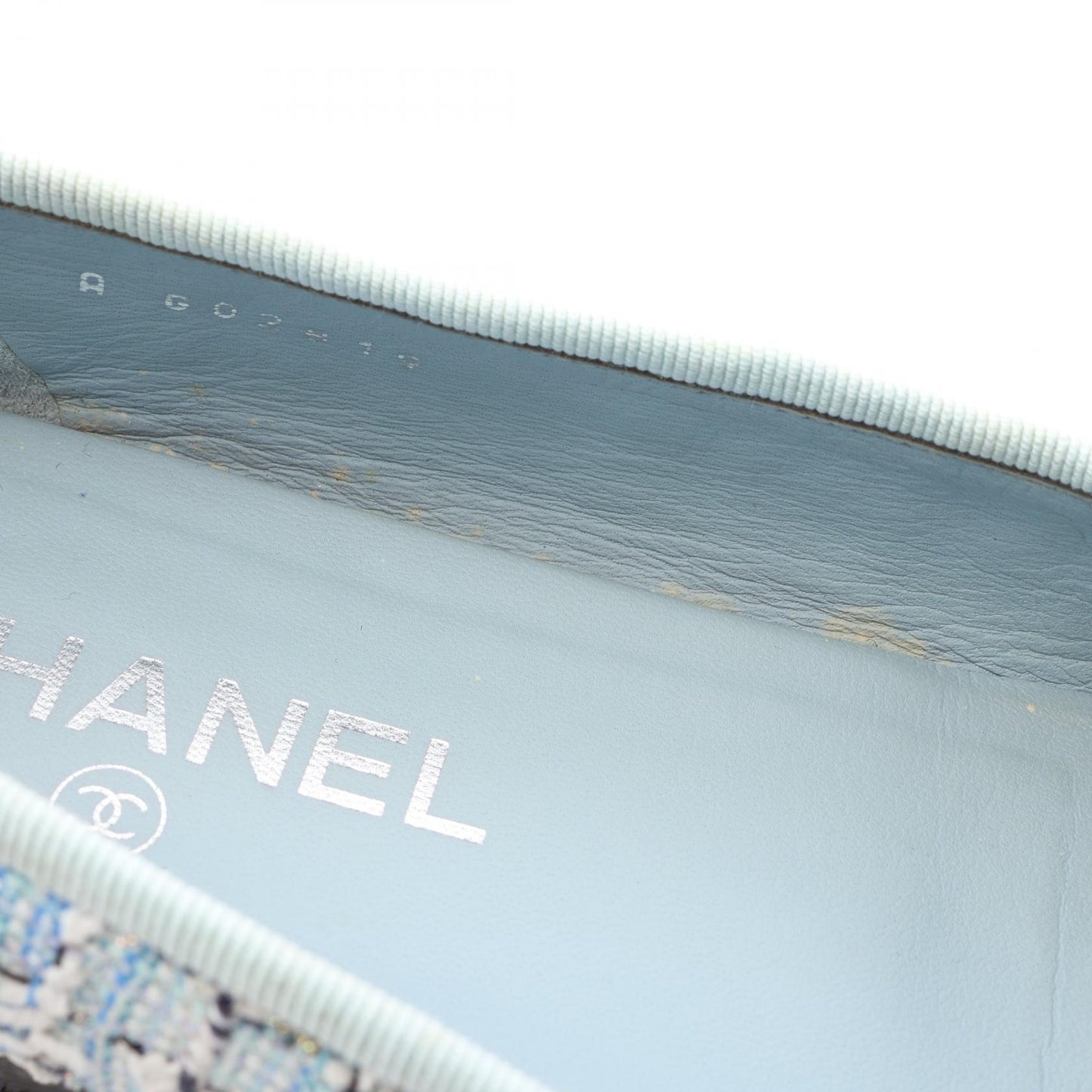 BALLERINA バレリーナ バレエシューズ ツイード ライトブルー ブラック シャネル シューズ CHANEL