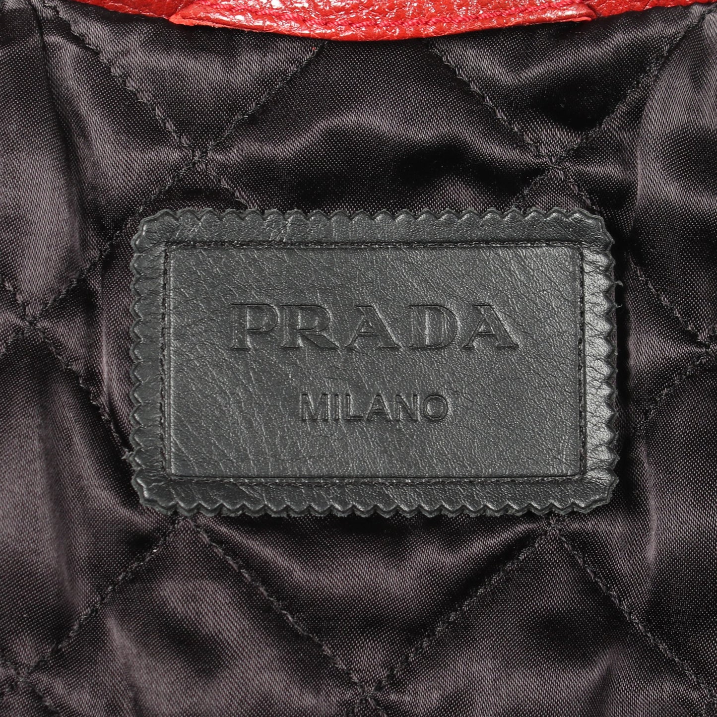 中綿 ダブル ライダースジャケット レザー レッド プラダ アウター PRADA