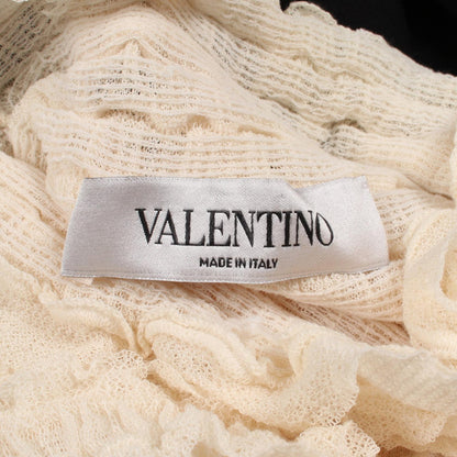 ハイネック フリル 切替 長袖 ワンピース レーヨン ブラック アイボリー ヴァレンティノ ワンピース VALENTINO