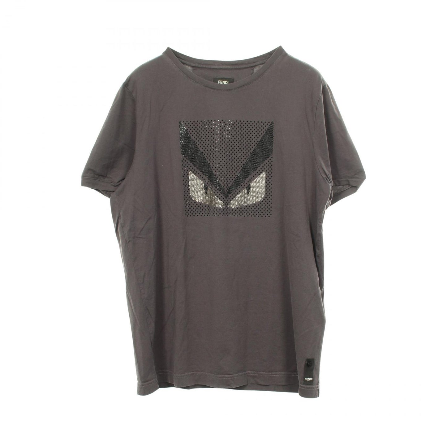 モンスター ラインストーン 半袖Tシャツ コットン グレー フェンディ トップス FENDI