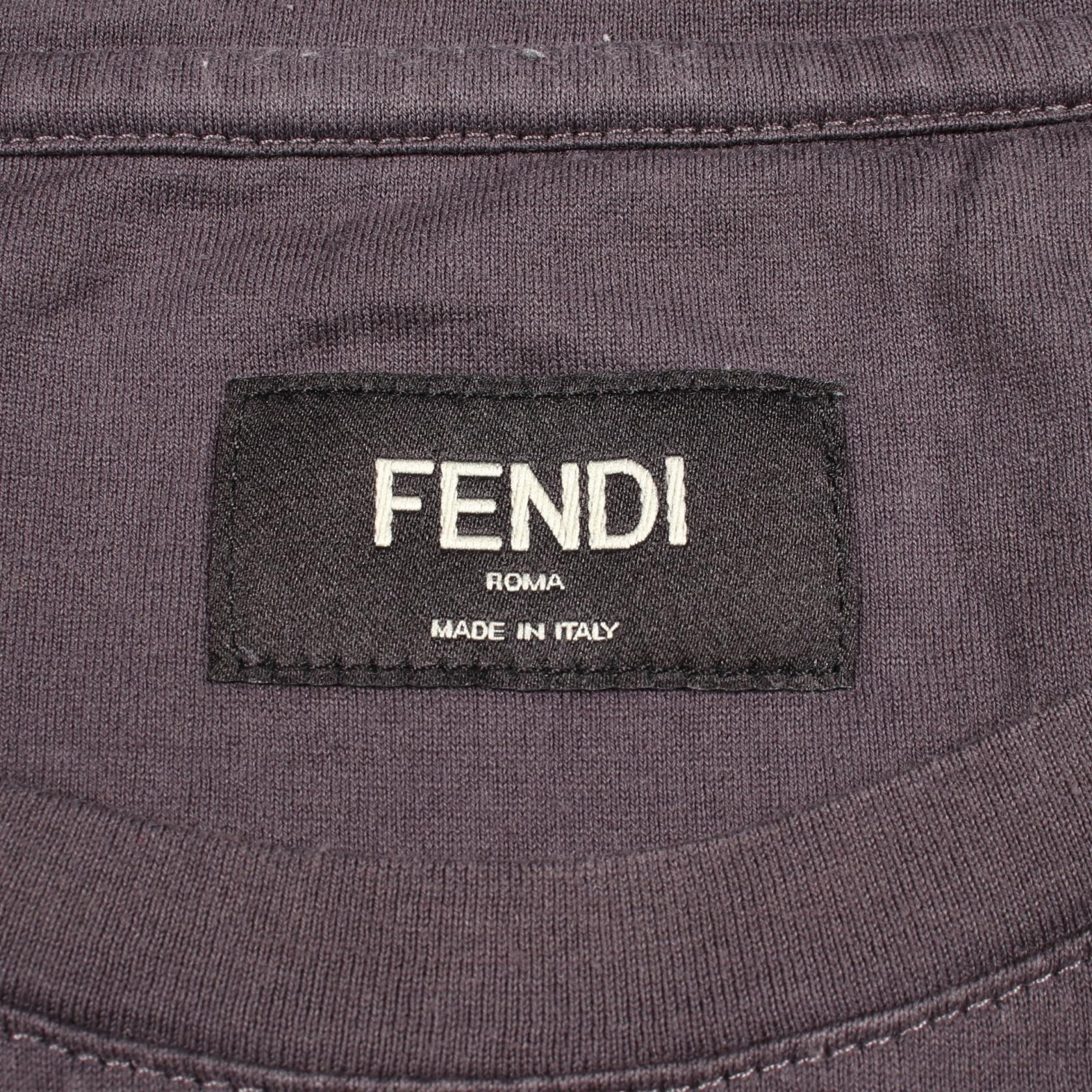 モンスター ラインストーン 半袖Tシャツ コットン グレー フェンディ トップス FENDI