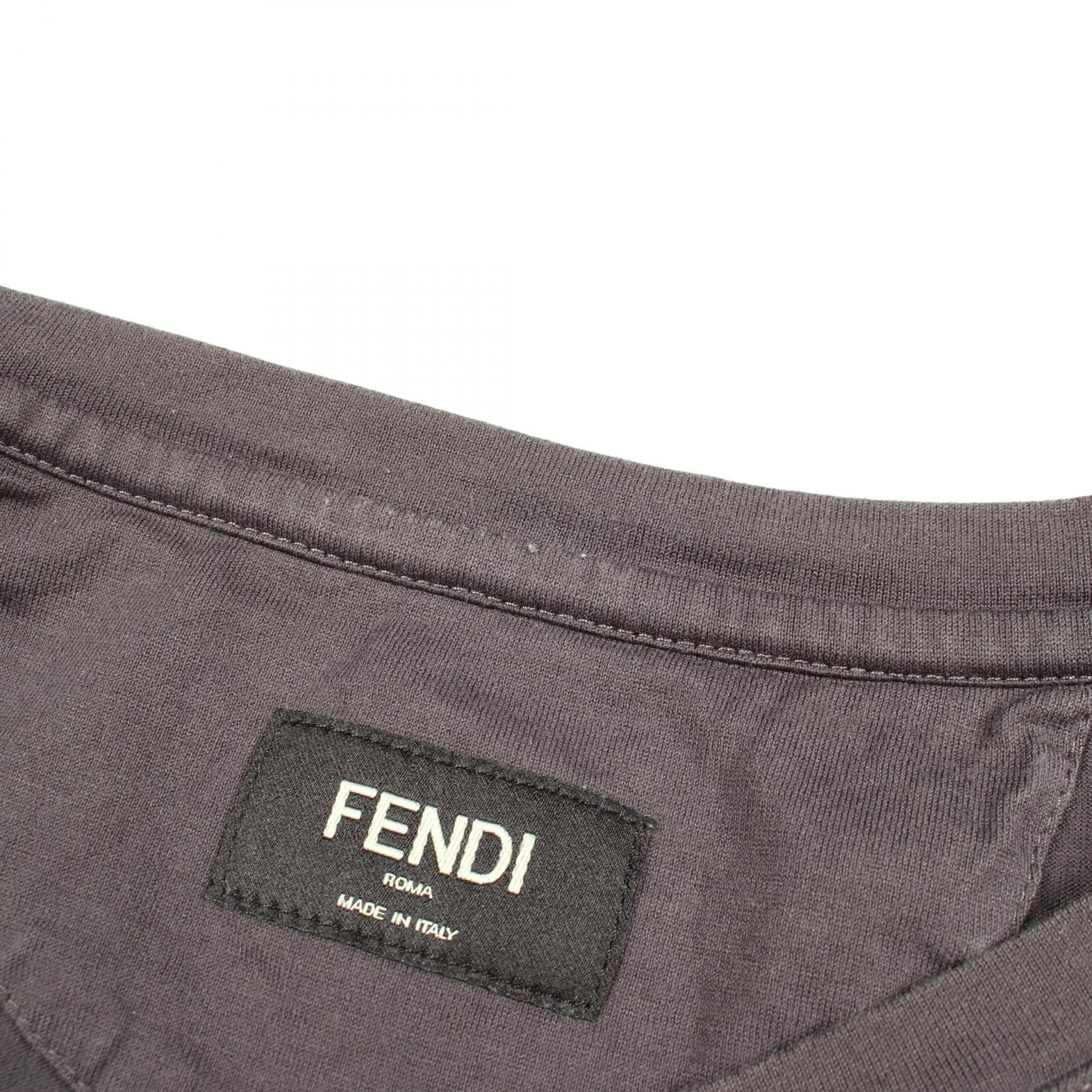 モンスター ラインストーン 半袖Tシャツ コットン グレー フェンディ トップス FENDI