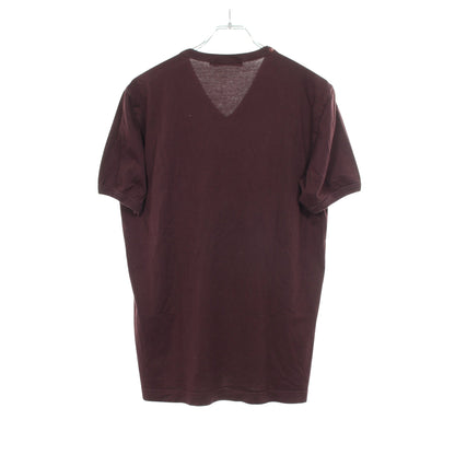 刺繍 Vネック 半袖Tシャツ コットン ダークパープル ドルチェアンドガッバーナ