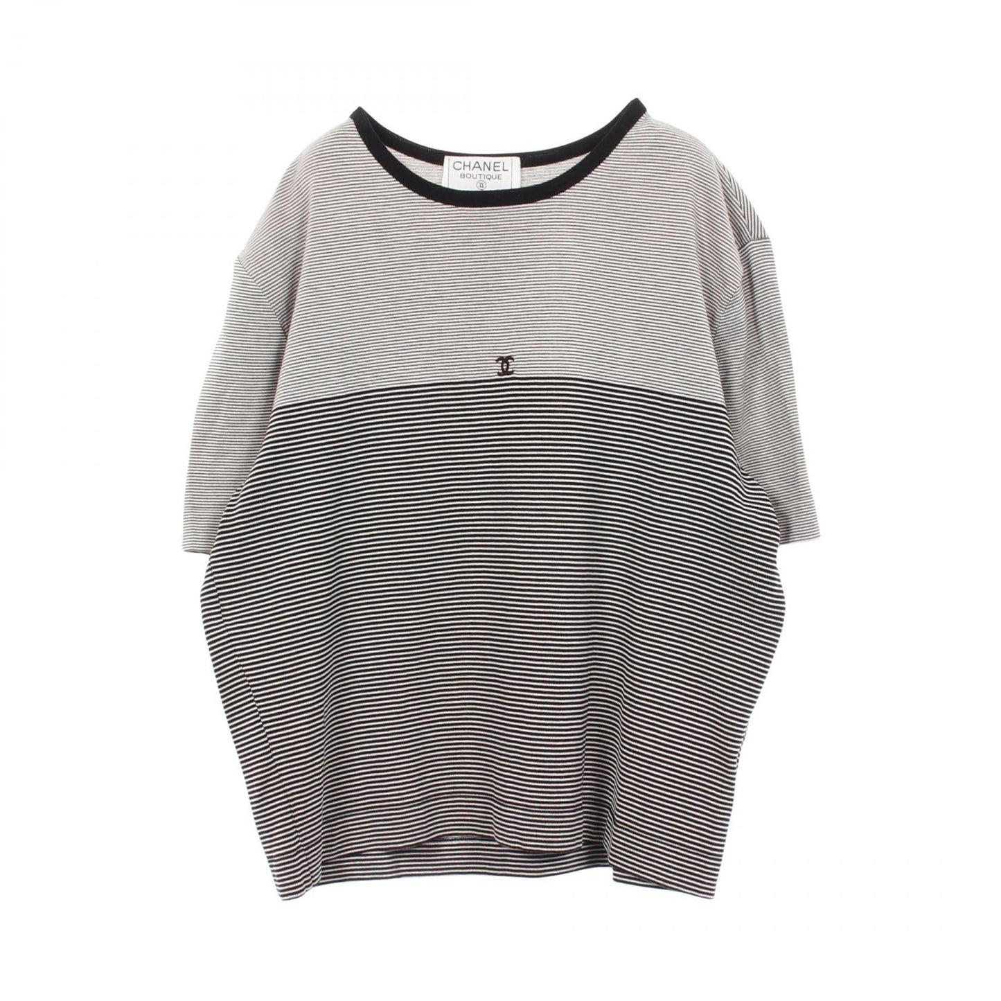 ココマーク ボーダー 半袖Tシャツ コットン ブラック ホワイト 97C シャネル トップス CHANEL