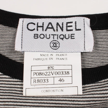 ココマーク ボーダー 半袖Tシャツ コットン ブラック ホワイト 97C シャネル トップス CHANEL