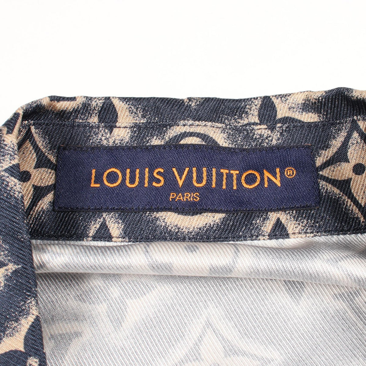 モノグラムサンド オープンカラー 半袖 シャツ シルク ネイビー ベージュ ルイヴィトン トップス LOUIS VUITTON