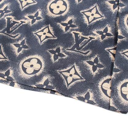 モノグラムサンド オープンカラー 半袖 シャツ シルク ネイビー ベージュ ルイヴィトン トップス LOUIS VUITTON