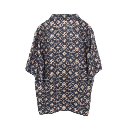 モノグラムサンド オープンカラー 半袖 シャツ シルク ネイビー ベージュ ルイヴィトン トップス LOUIS VUITTON