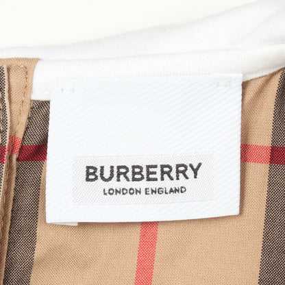 キッズ TBロゴ刺繍 チェック切り替え プルオーバー シャツ コットン ホワイト ベージュ マルチカラー バーバリー