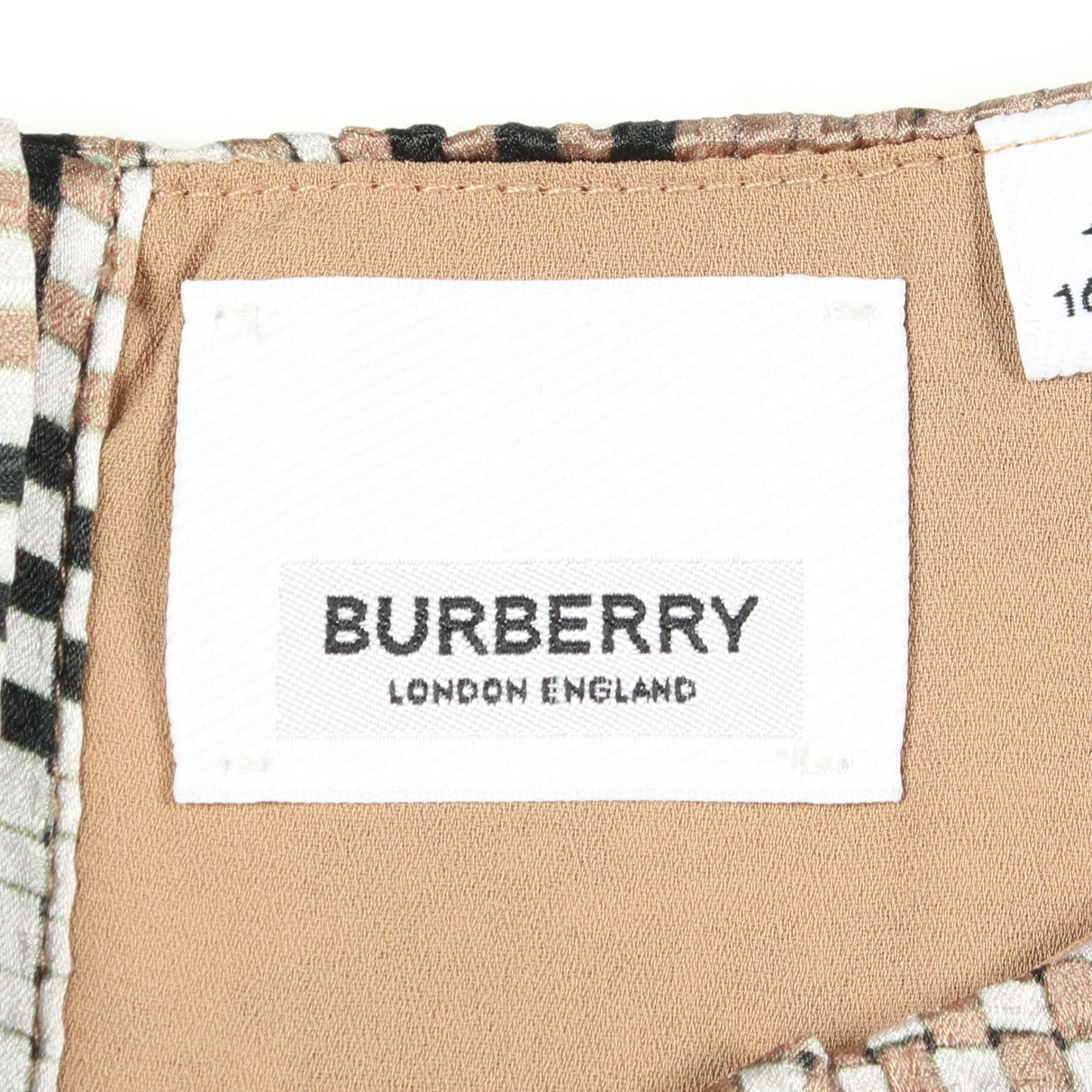 キッズ チェック パフスリーブ ワンピース シルク ベージュ マルチカラー バーバリー ワンピース BURBERRY