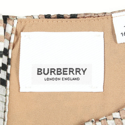キッズ チェック パフスリーブ ワンピース シルク ベージュ マルチカラー バーバリー ワンピース BURBERRY