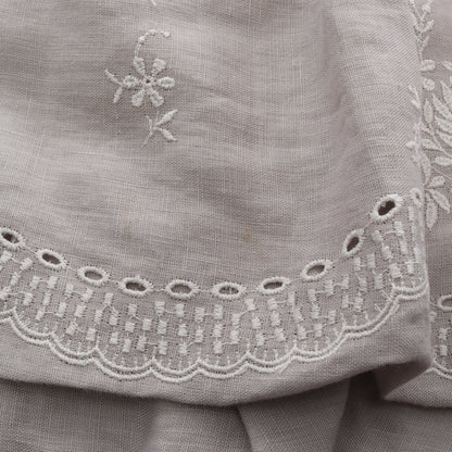 花柄 刺繍 スカート リネン ライトグレー フォクシー